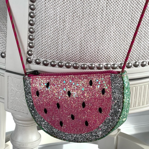 J.Crew Kids Glitter Watermelon Crossbody Bag Purse Pink Red Girls Novelty Summer - Picture 8 of 13
